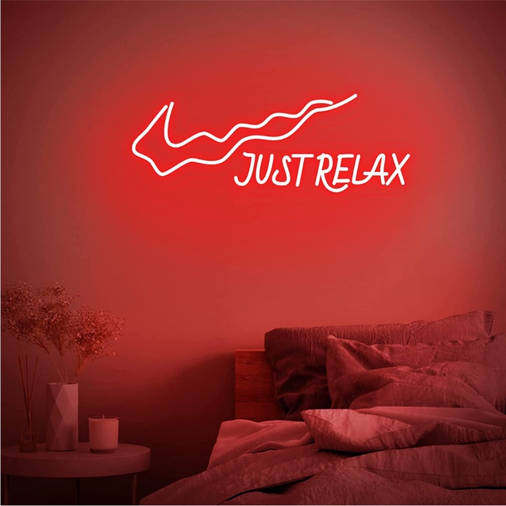 NIKE Just Relax Red Neon Trendy Dorm Bedroom Living Room Outdoor Indoor Decor - Picture 4 of 9
